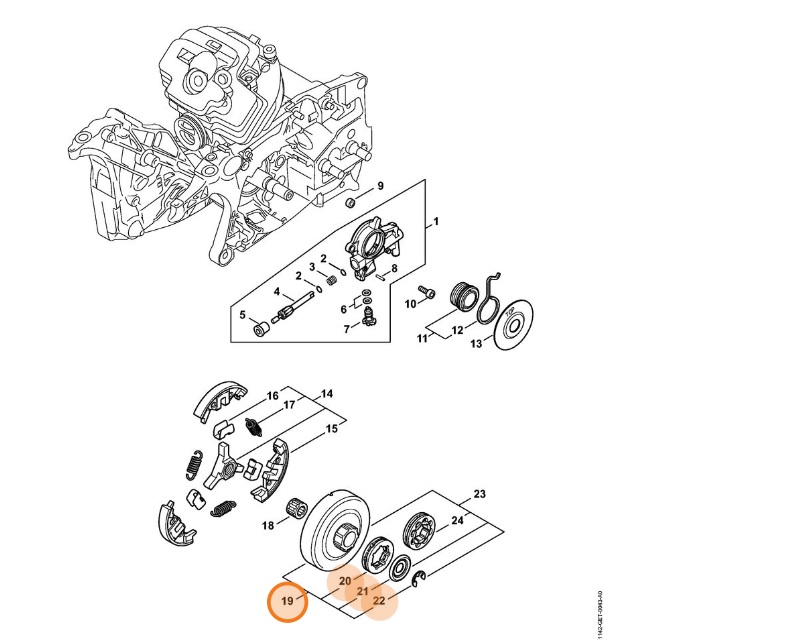 Originální Souprava "Prstencová řetězka 3/8" 8z" Stihl motorové pily Stihl MS 400 C-M, MS 362 (11400072501)