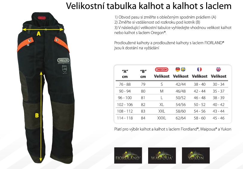 Protipořezové laclové kalhoty Yukon, tř. 1, Oregon (295445) M