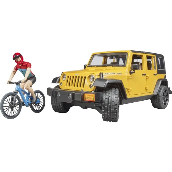 Jeep Wrangler s cyklistou a horským kolem Bruder 02543