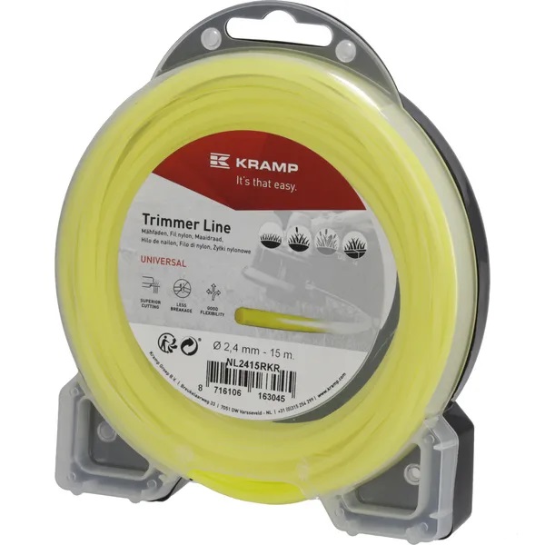 Žací struna žlutá, kulatá, 2,4 mm x 15 m Kramp (KP-NL2415RKR)
