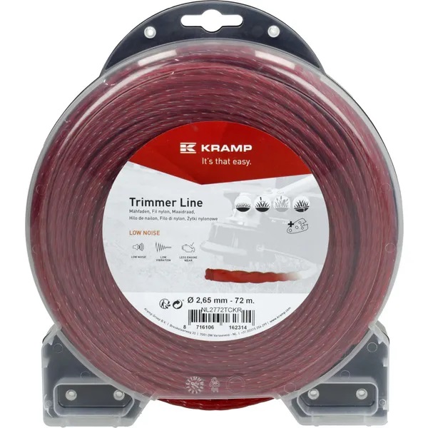 Žací struna spirálová, nízkohlučná, červená, 2,65 mm x 72 m Kramp (KP-NL2772TCKR)