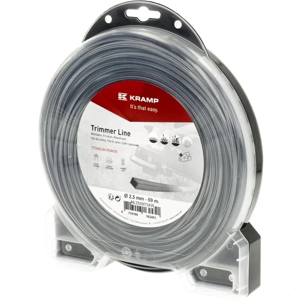 Žací struna Titanium Power Line, hranatá, 2,5 mm x 59 m Kramp (KP-NL2559TSKR)