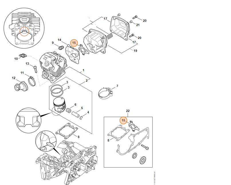 Originální těsnění výfuku Stihl motorové pily Stihl MS 462, MS 462 C-M, MS 462 C-M VW (11421490600)