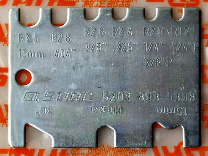 Orovnávací šablona - měrka pro řetězy STIHL (52038936308)