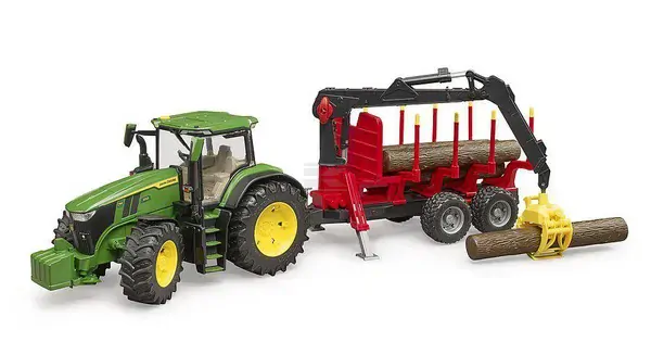 Traktor John Deere 7R 350 s přívěsem na klády Bruder 03154