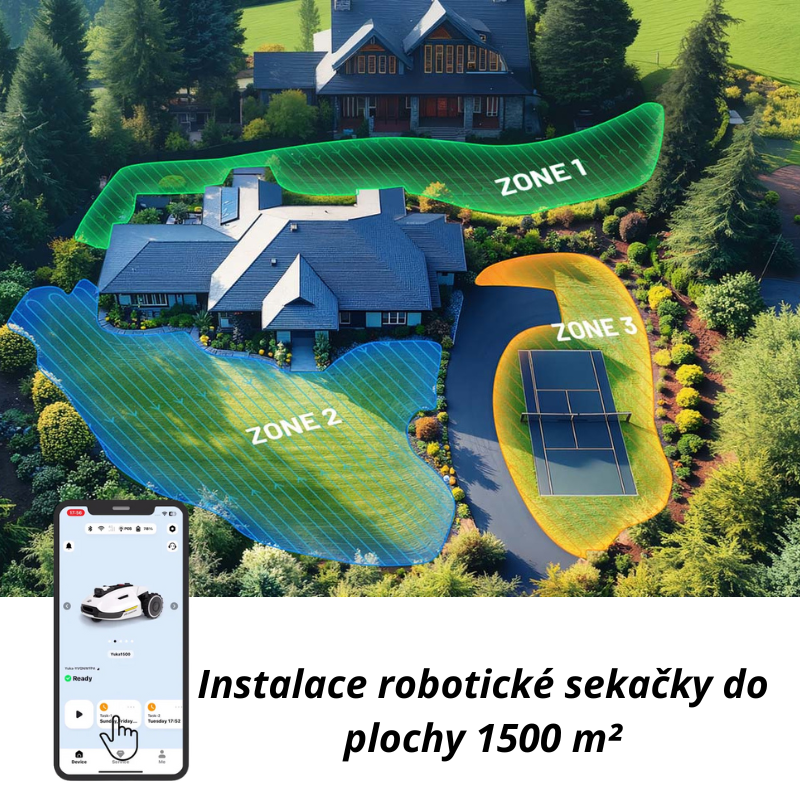 Instalace bezdrátové robotické sekačky do 1500 m²