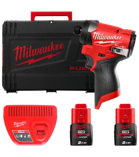 Milwaukee M12FID2-202X FUEL™ 1/4" Hex aku rázový utahovák 2× 2,0 Ah