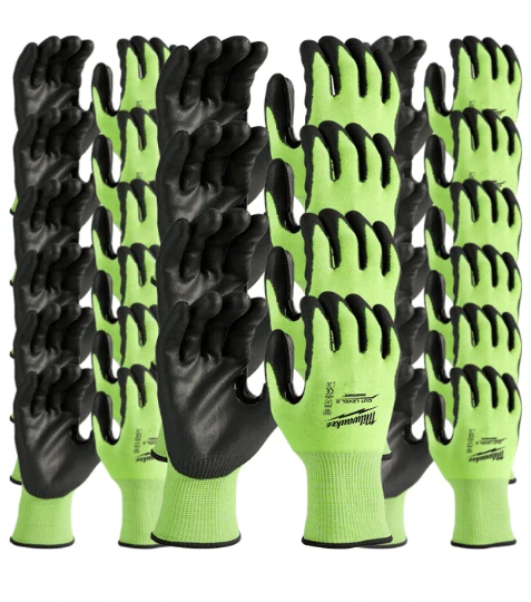 Milwaukee 144 párů HI-VISIBLE rukavic proti proříznutí C velikost M