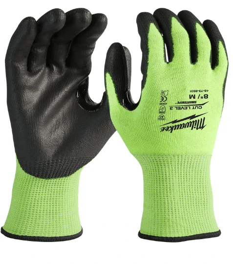 Milwaukee HI-VISIBLE rukavice Stupeň 3/C 12 párů velikost XL