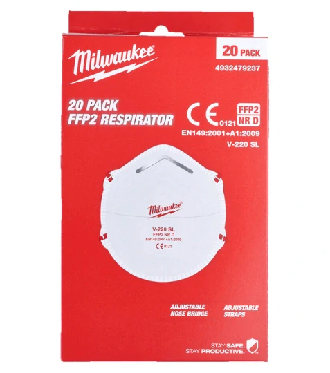 Milwaukee respirátory FFP2 94 % – 20 ks | E-les.cz