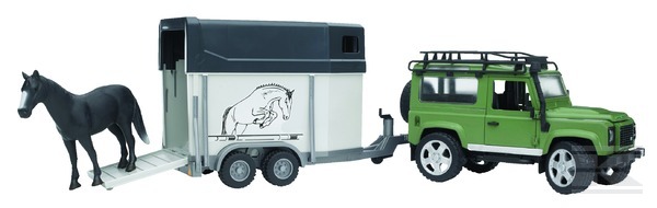 Land Rover Defender s přívěsem na koně - Bruder 02592