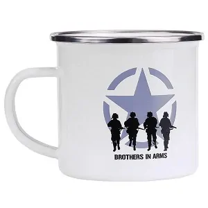 Hrnek smalt BROTHERS IN ARMS bílý