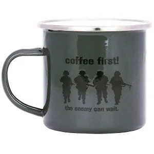 Hrnek smalt COFFE FIRST zelený