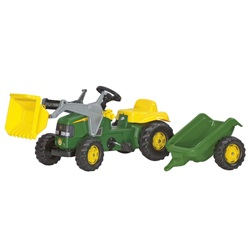 RollyKid John Deere s čelním nakladačem a přívěsem (R02311)