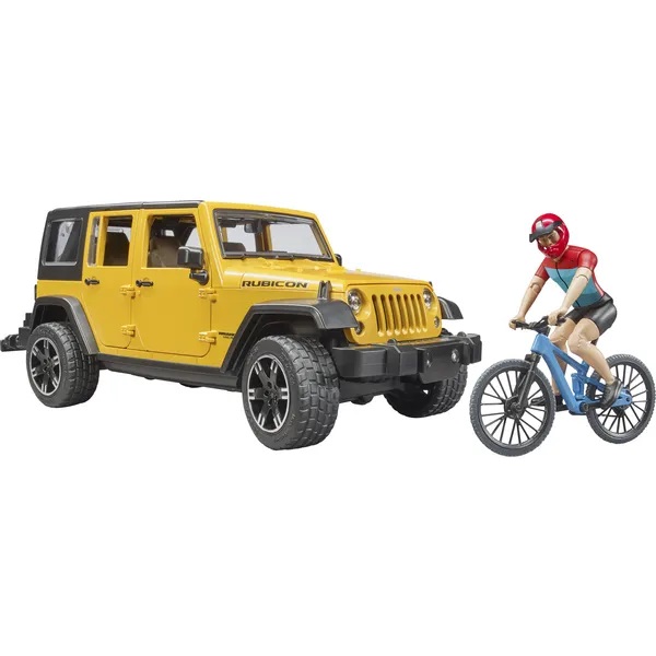 Jeep Wrangler s cyklistou a horským kolem Bruder 02543
