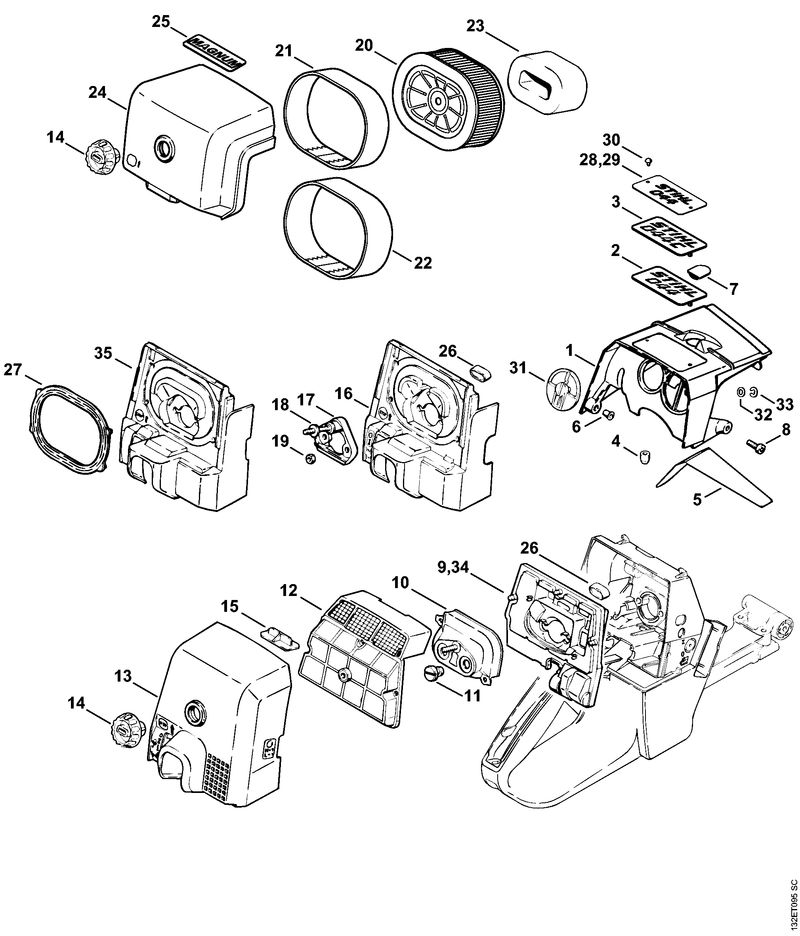 Nárazový hrnec pro vzduchový filtr pro pilu STIHL 044 (11281204100)
