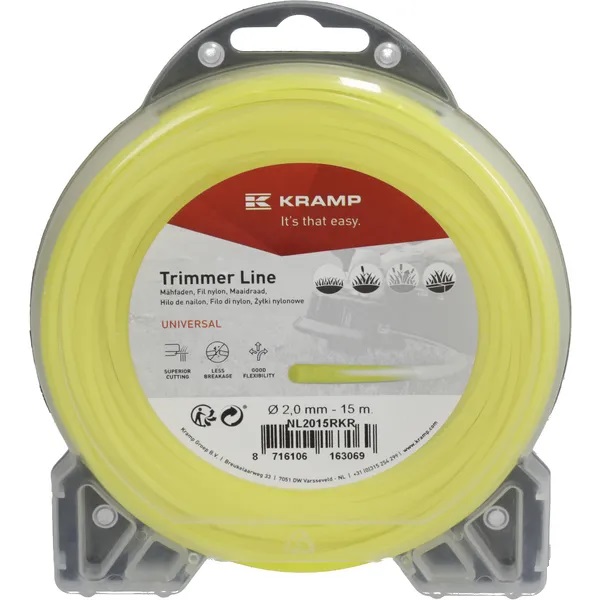 Žací struna žlutá, kulatá, 2,0 mm x 15 m Kramp (KP-NL2015RKR)