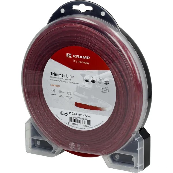 Žací struna spirálová, nízkohlučná, červená, 2,65 mm x  72 m Kramp (KP-NL2772TCKR)