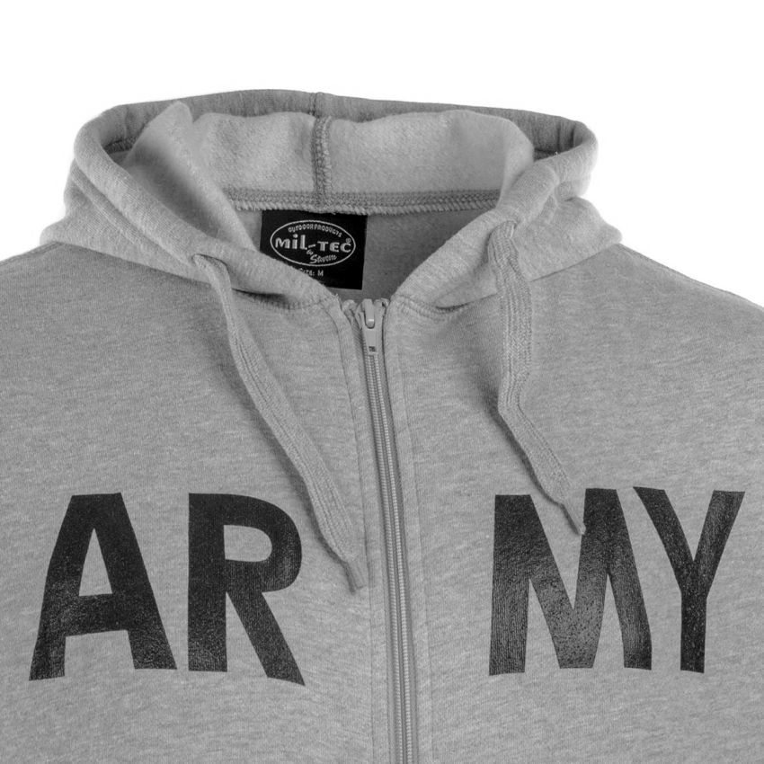 Mikina ARMY s kapucí ŠEDÁ 3XL