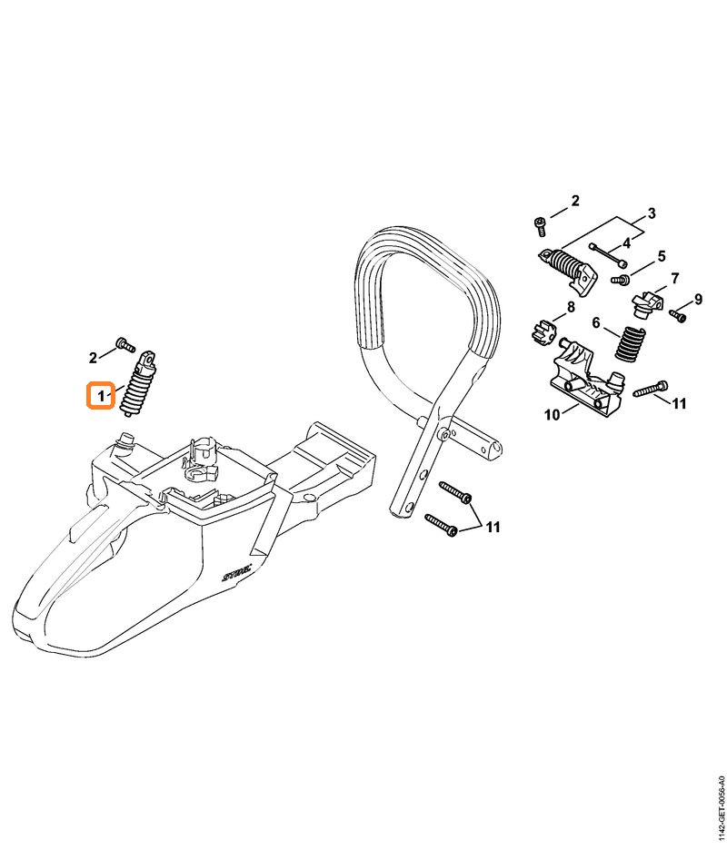 Originální antivibrační pružina pro pilu Stihl MS 462, MS 462 C-M, MS 462 C-M VW (11427908300)