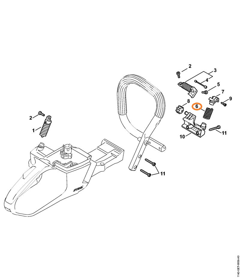 Originální antivibrační pružina pro pilu Stihl MS 462, MS 462 C-M, MS 462 C-M VW (11447913103)