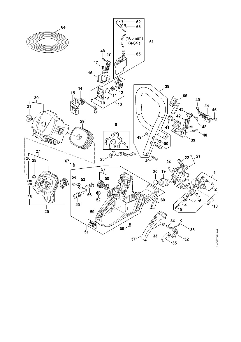 Originální antivibrační pružina s lankem pro pilu Stihl MS 500i (11477908301)