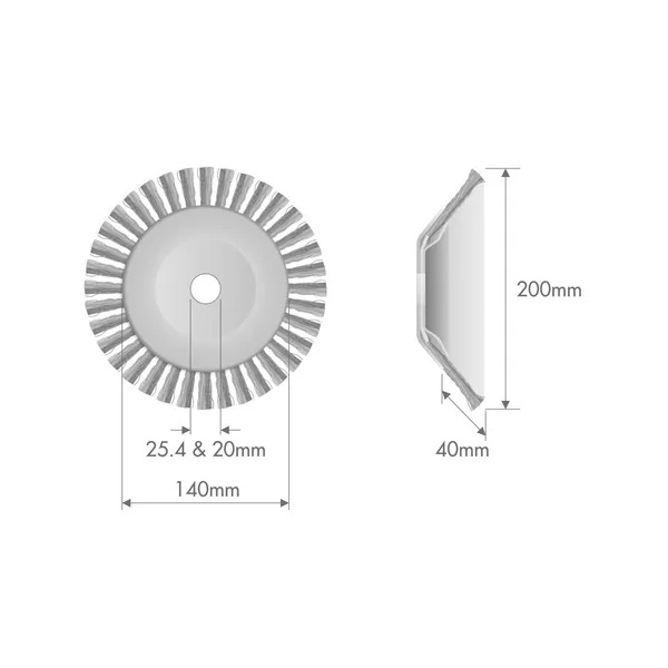 Univerzální drátěný kuželový kartáč na plevel 200x25,4/20mm (KP-SRKO230001)