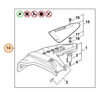 Ochranný kryt křovinořezu Ø 480 mm pro STIHL FS 360, 410, 460 (41477108108)