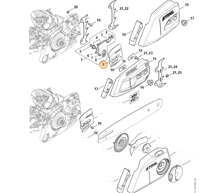 Boční plech u víka řetězky pro STIHL MS 261 (11416641030)
