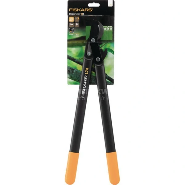 Nůžky na silné větve Fiskars PowerGear™ převodové, dvoučepelové, háková hlava (M) L74 (1000582)