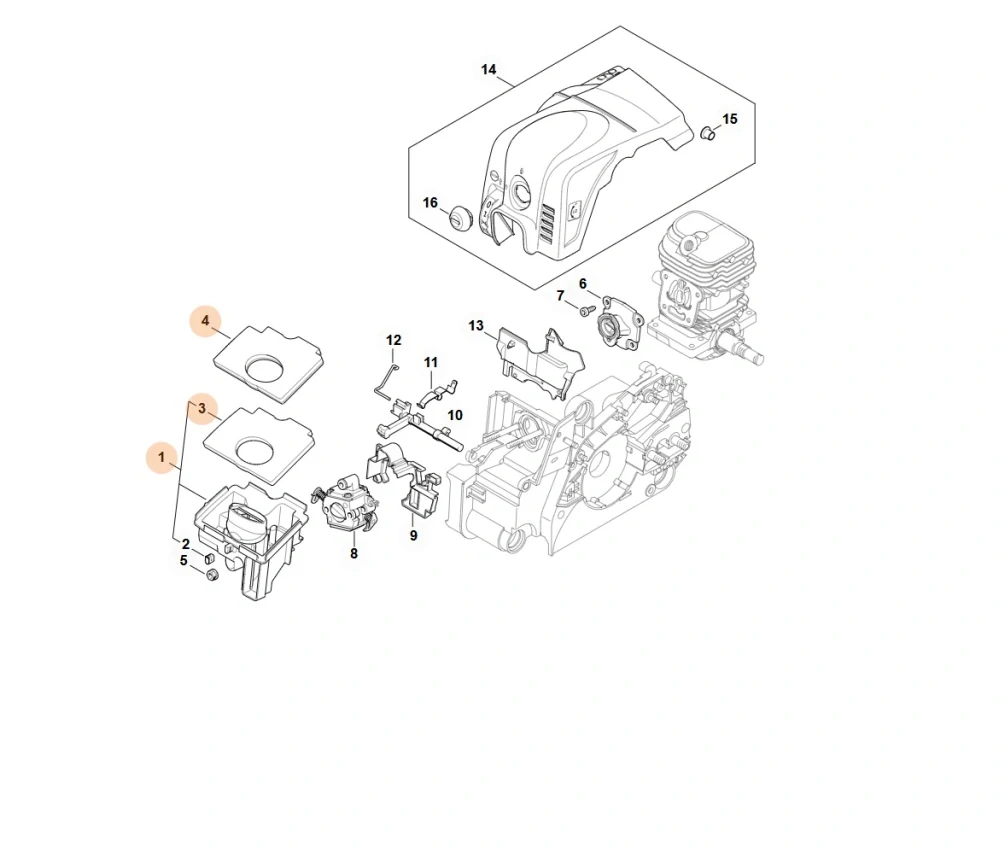 Dvousložkový vzduchový filtr pily STIHL MS 180 2-MIX (11301411703)