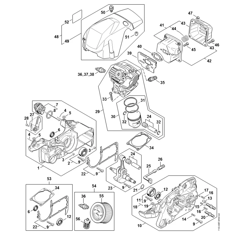 Originální těsnění výfuku motorové pily STIHL MS 400 (11401490602)