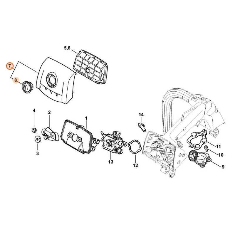 Víko skříně karburátoru pro pilu Stihl MS 194T (11371401902)