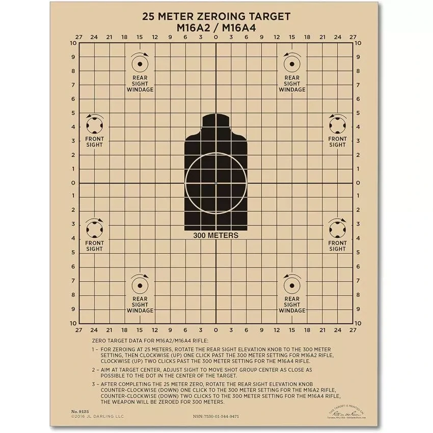 Terč voděodolný M16A2/M16A4 nastřelovací 25 metrů