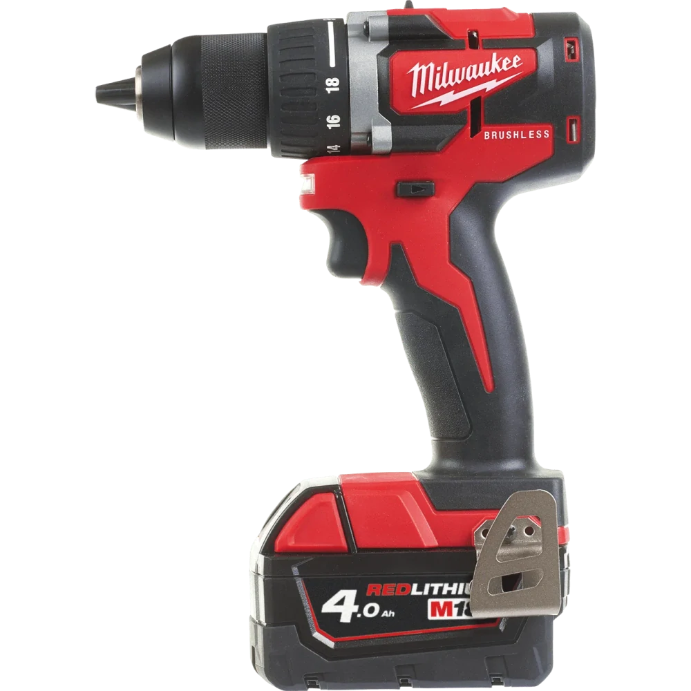 Milwaukee M18 CBLPD-402C kompaktní aku příklepová vrtačka 2x 4,0 Ah