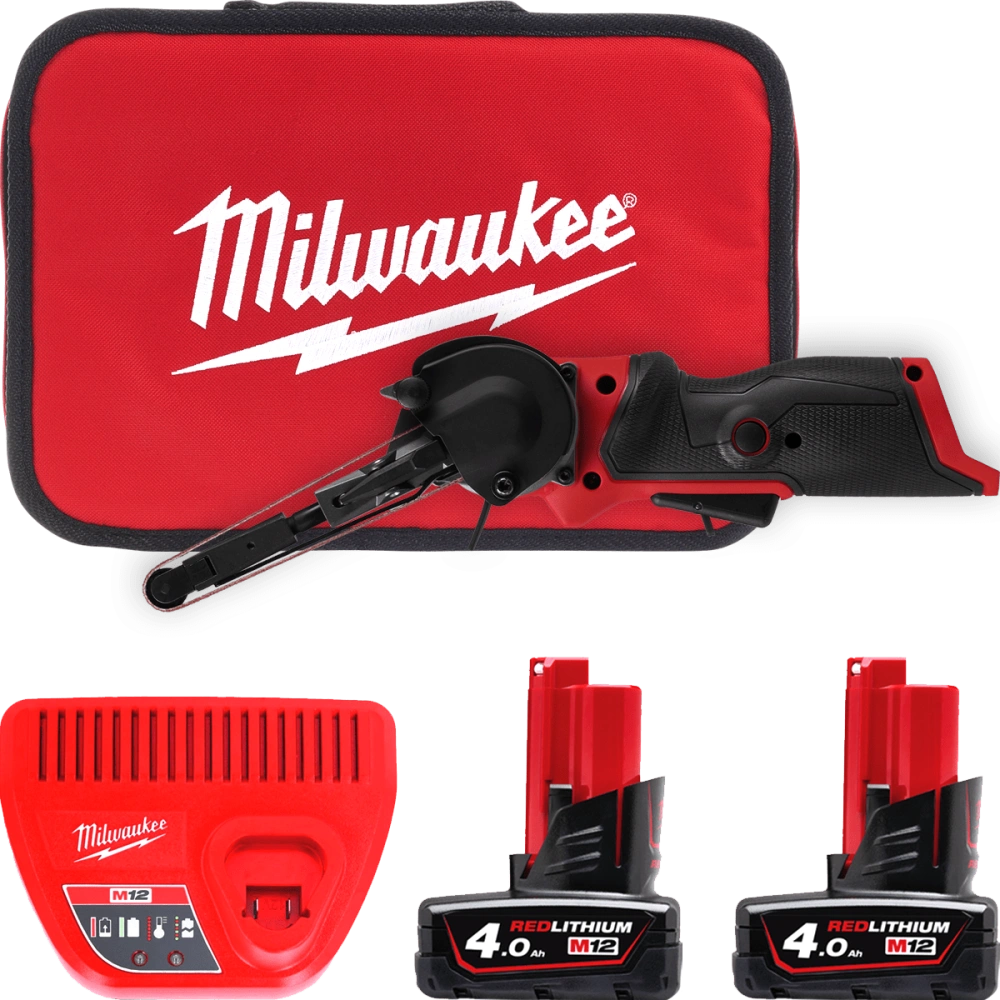 Milwaukee M12 FBFL10-402B pásová bruska 2× 4 Ah