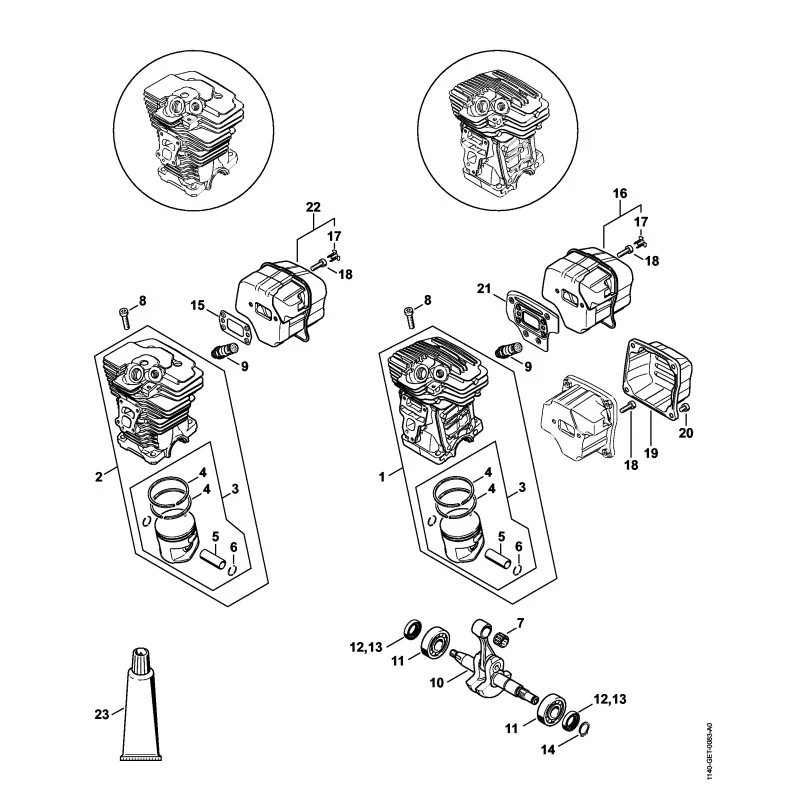 Originální těsnění výfuku motorové pily STIHL MS 362, 311, 391 (11401490600)