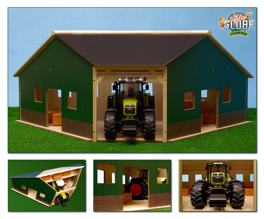 Rohová garáž pro traktor Bruder 1:16, 40x100x38 cm (610339)