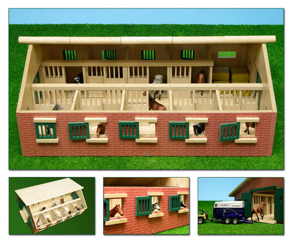 Dřevěná maštal stáj pro koně 1:32, 62x42,5x22 cm (610544)