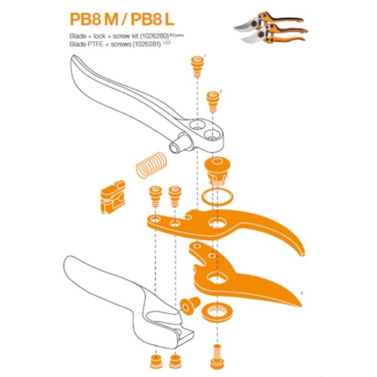 Sada náhradích dílů pro nůžky Fiskars PB-8 (1026280)