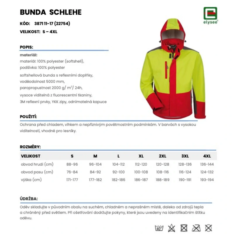 Lesnická softshellová bunda SCHLEHE červeno-žlutá (PRA-38711) 4XL