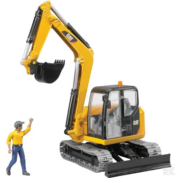 Pásový minibagr Caterpillar s figurkou stavebního dělníka Bruder 02466