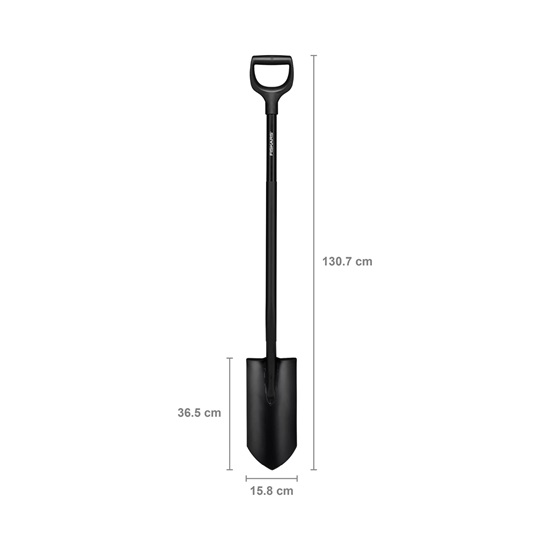 Rýč Fiskars ErgonomicTM Pro - drenážní, černý (1066709)
