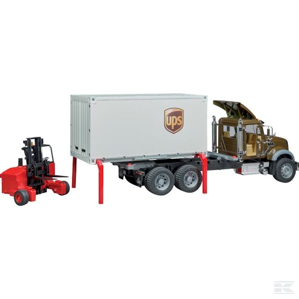 Mack Granite UPS nákladní vůz s VZV Bruder 02828