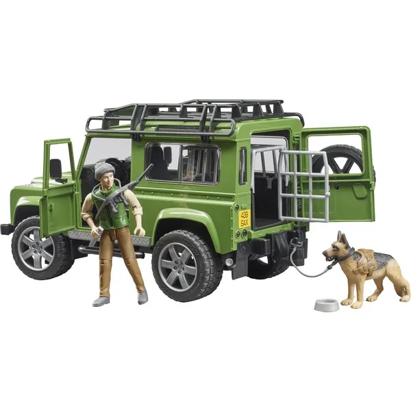 Land Rover Defender s myslivcem a se psem Bruder 02587