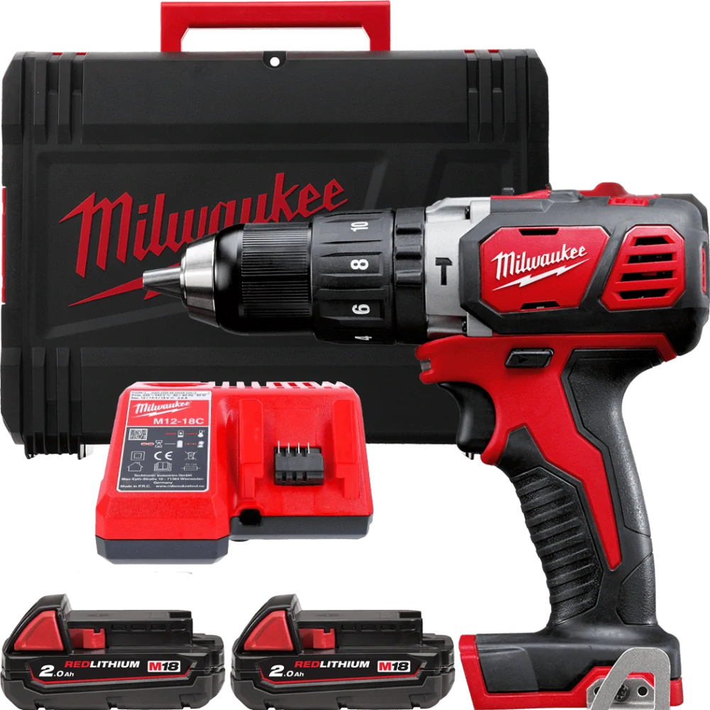 Milwaukee M18 BPD-202X aku příklepová vrtačka 2x 2,0 Ah