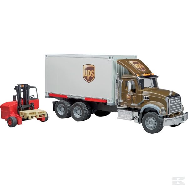 Mack Granite UPS nákladní vůz s VZV Bruder 02828