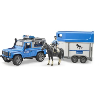 Policejní Land Rover s přívěsem na přepravu koní Bruder 02588