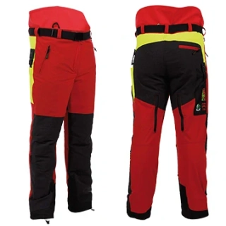 Elastické protipořezové kalhoty Profesional Forestprofi červeno-žluté 022190