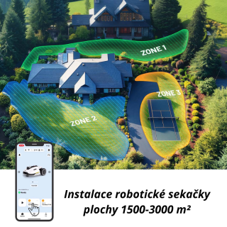 Instalace bezdrátové robotické sekačky plochy 1500 - 3000 m²